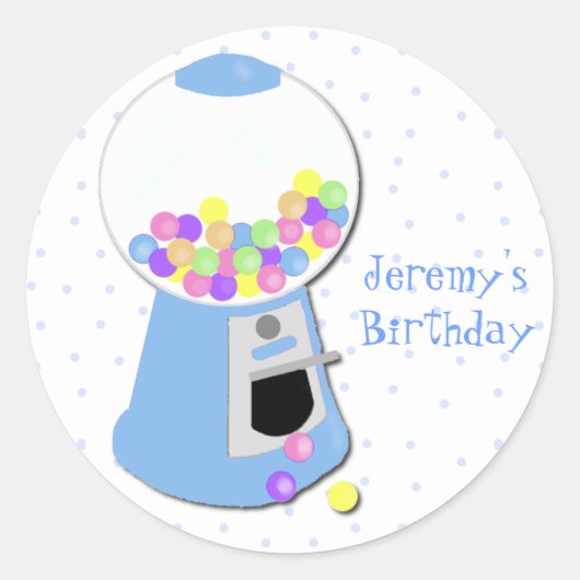 Rond Bleu Gumball Machine Party Sticker (Devant)