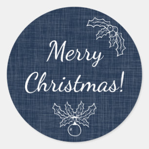 Rond Bleu Marine Joyeux Bourlap de Noël Look Sticker