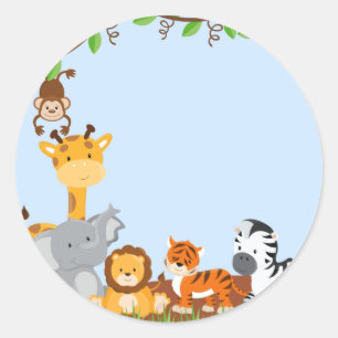 Rond Bleu mignon Jungle Baby Sticker animal
