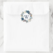 Rond Bleu ondulé monogramme Wreath Holiday Sticker (Sac)