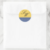 Rond Bleu Pointe et Sticker Mariage Jaune (Sac)
