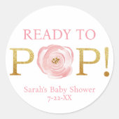 Rond Bleu rose floral prêt à pop Bébé Sticker (Devant)