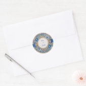 Rond Bleu Ruban Victorien Floral Mariage Sticker (Enveloppe)
