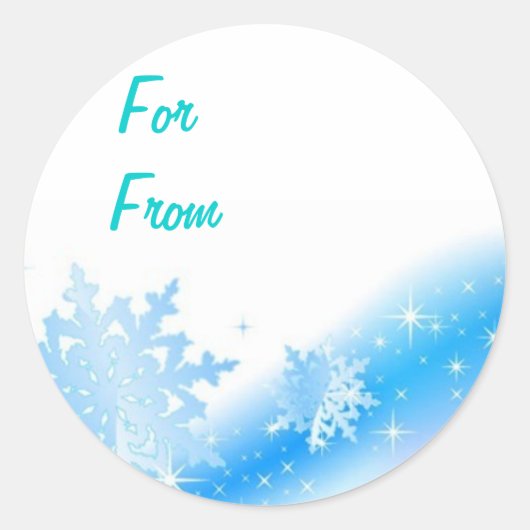 Rond Bleu Snowflakes Noël Nom cadeau Sticker (Devant)