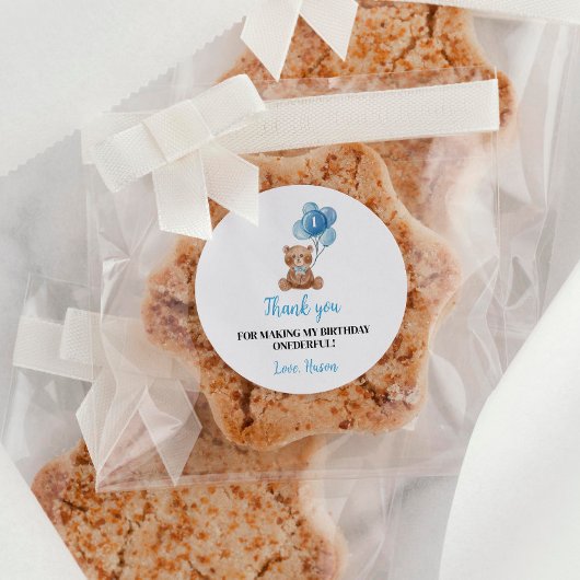 Rond Bleu Teddy Bear Balloon 1er Anniversaire Sticker