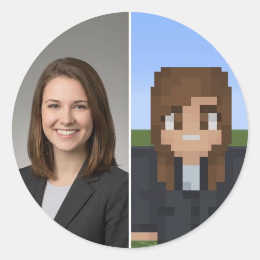 Rond BlockPix Minecraft Character Sticker (Devant)