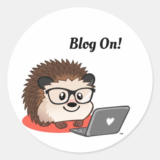 Rond Blog Gentil Geeky Hedgehog Sur Un Sticker Ordinate (Devant)