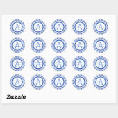 Rond Blue and White Talavera Personalize Sticker (Feuille)