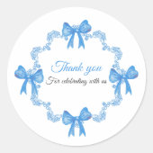 Rond Blue Birthday Thank You Sticker (Devant)