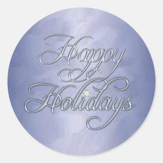 Rond Blue Foil Happy Holidays Diamond Sticker (Devant)