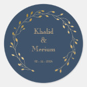 Rond blue minimalist wedding envelop seal favor sticker (Devant)