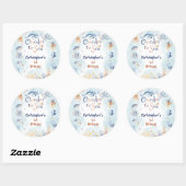 Rond Blue Oneder the sea first birthday Sticker (Feuille)