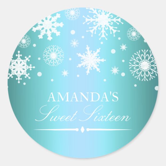 Rond Blue Winter Wonderland Sweet 16 Sticker (Devant)