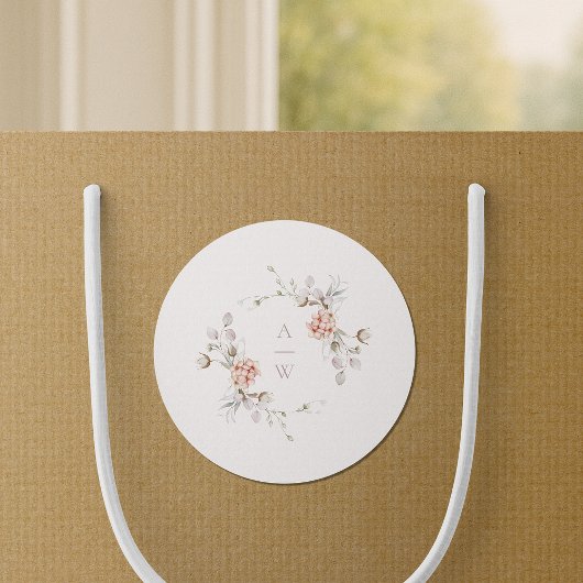 Rond Blush Floral Monogram Wedding Sticker
