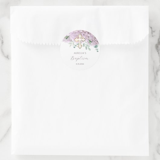 Rond Blush Hydrangea Baptism Sticker (Sac)