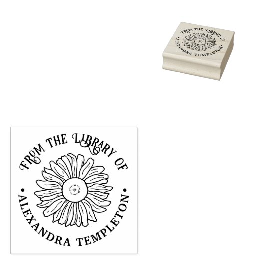 Rond boekenlegger met rustieke zonnebloem #1 rubberstempel (Gestempeld)