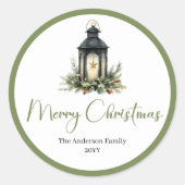 Rond Bohemian Modern Christmas Lantern Gift Sticker (Devant)