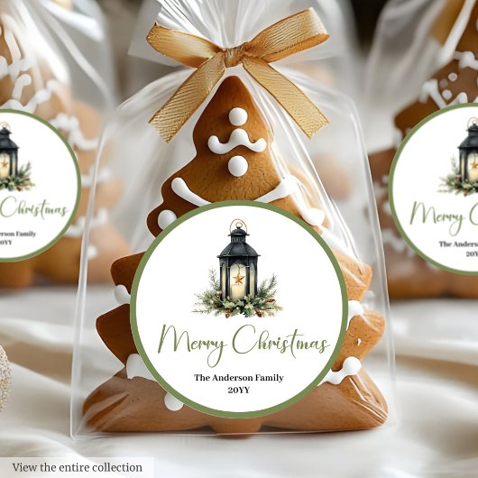 Rond Bohemian Modern Christmas Lantern Gift Sticker