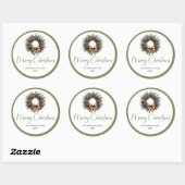 Rond Bohemian Pine Wreath Minimalist Gift Sticker (Feuille)