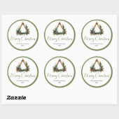 Rond Bohemian Rustic Botanical Holiday Gift Sticker (Feuille)