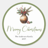 Rond Bohemian Rustic Christmas Bouquet Neutral Sticker (Devant)