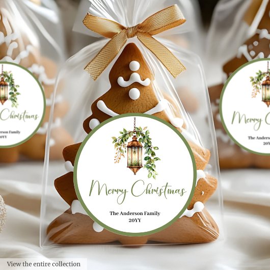 Rond Bohemian Rustic Christmas Lantern Holiday Sticker