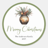 Rond Boho Botanical Christmas Bouquet Modern Sticker (Devant)