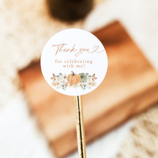 Rond Boho Fall Pumpkin Thank You Favor Sticker