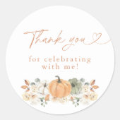 Rond Boho Fall Pumpkin Thank You Favor Sticker (Devant)
