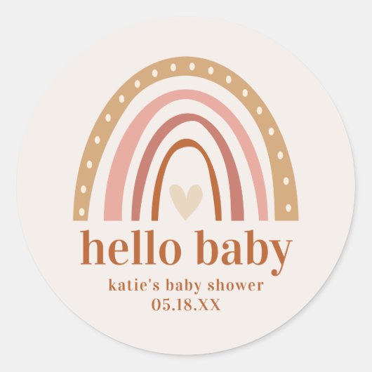 Rond Boho Rainbow Baby shower Favoriser Sticker Plaque (Devant)