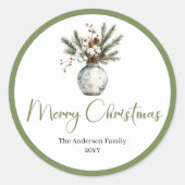 Rond Boho Rustic Christmas Bouquet Earthy Sticker (Devant)