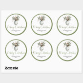 Rond Boho Rustic Christmas Bouquet Earthy Sticker (Feuille)