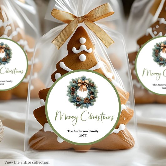 Rond Boho Rustic Christmas Wreath Botanical Sticker