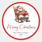 Rond Boho Santa Claus Christmas Sticker Label Set (Devant)