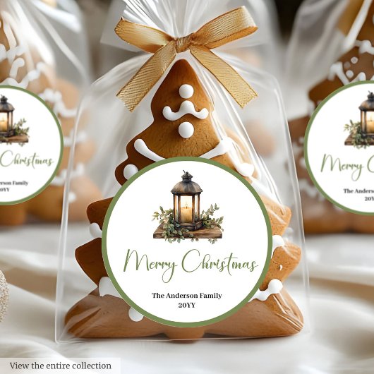 Rond Boho Watercolor Christmas Lantern Holiday Sticker