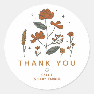 Rond Boho Wildflowers Merci Sticker