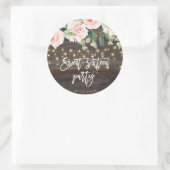 Rond bois rustique rose floral doux 16 sticker (Sac)
