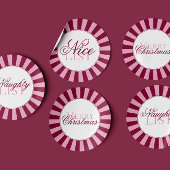 Rond Bold red pink stripe Christmas Party sticker