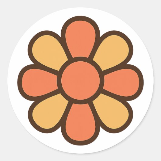 Rond Bold Retro Daisy Sticker (Devant)