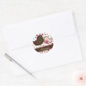 Rond Bonbons doux Damask Chicks Sticker de fête d'anniv (Enveloppe)