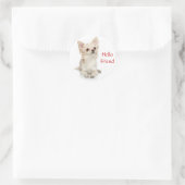 Rond Bonjour ami Long Haired Chihuahua Sticker (Sac)