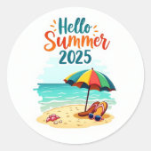 Rond Bonjour Été 2025 🏖️ Sticker Plage (Devant)
