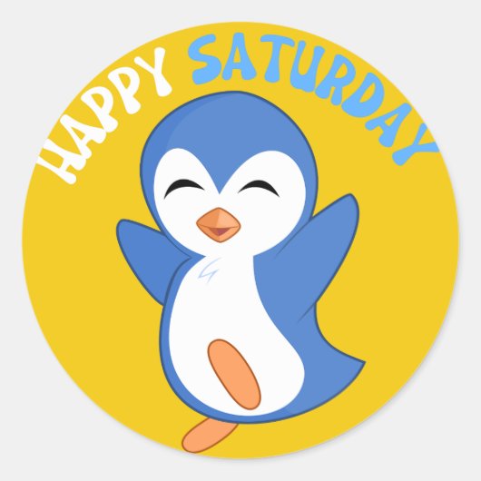 ROND BONJOUR SAMEDI PENGUIN CLASSIQUE ROUND STICKER (Devant)