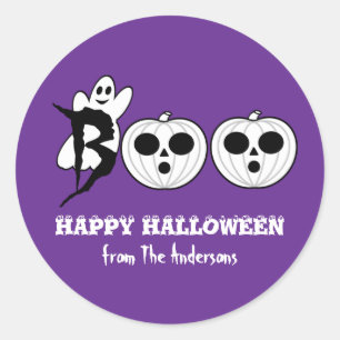 Rond BOO ! Sticker Citrouille de fantôme d'Halloween
