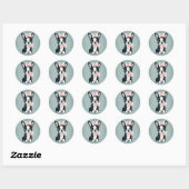 Rond Boston Terrier avec Sticker Bow (Feuille)