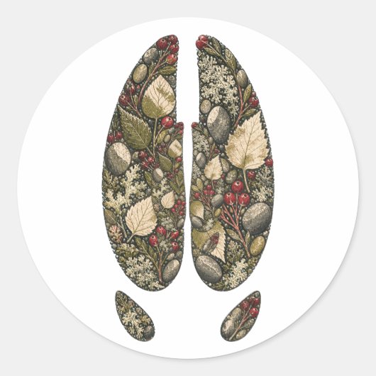 Rond Botanical Moose Hoof Birch Bog Nature Sticker (Devant)