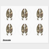 Rond Botanical Moose Hoof Birch Bog Nature Sticker (Feuille)