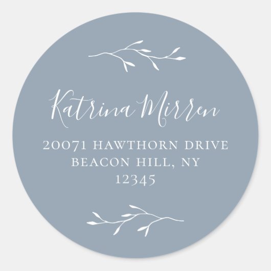 Rond Botanique Dusty Blue Retourner Adresse Sticker (Devant)
