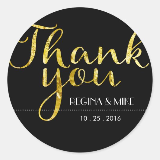 Rond Bouchon Or et Sticker Merci Script noir (Devant)