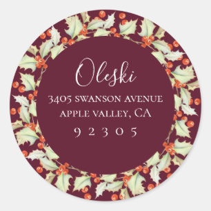 Rond Boughes De Wreath Holly Retourner Adresse Sticker